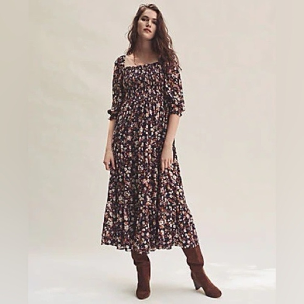 Ann Taylor Floral Smocked Maxi Dress - Night Sky (EUC, Size 2) - Picture 2 of 7